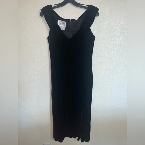 Arnold Scaasi Sheath Side Slit Velvet Silk Dress - Picture 1 of 7